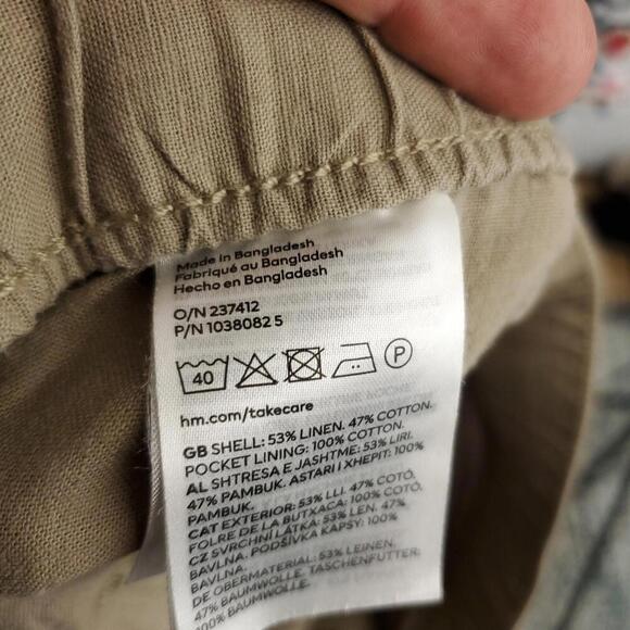 HM Pants Womens Large Relaxed Fit Ankle Tan Pull On Drawstring Waist Coastal - Picture 11 of 11